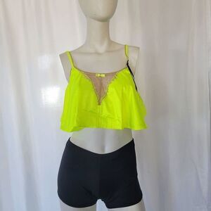 Love Haus by Beach Bunny womens neon yellow nude cami pajama top size S